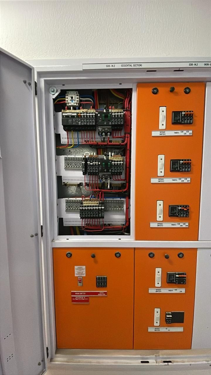 Custom essential-section electrical panel wiring and distribution